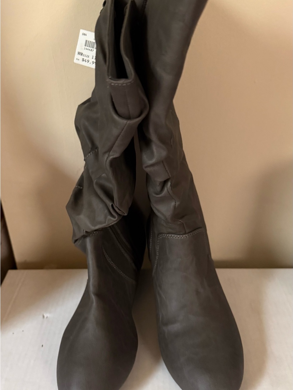 Over-the-Knee Slouch Boots in Grey